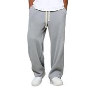 Pantalones rectos verticales sueltos para hombre, de primavera y otoño, de pierna ancha, deportivos, informales, cálidos al aire libre, gris, 3XL