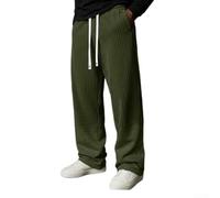 Pantalones sueltos de pana para hombre, pantalones casuales de pierna recta con cintura elástica para uso diario, tallas M-2XL (verde militar XL)