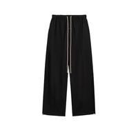 Pantalones tejidos con cordón elástico en la cintura para hombre, color liso, holgados, rectos, anchos, 2, L