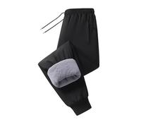 Pantalones térmicos con forro polar para hombre, longitud completa, cintura elástica, pantalones de chándal para invierno, con bolsillos con cremallera, Negro, 7XL