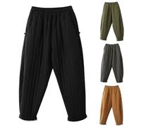 Pantalones térmicos para mujer, forrados de invierno, tallas grandes, pantalones de chándal para mujer, algodón, pantalones de ocio, pierna ancha, algodón, pantalones sueltos, informales, pantalones