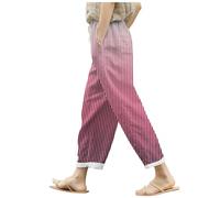 Pantalones Trabajo, Pantalones De Lino De Verano para Mujer Holgados con Bolsillos Cintura EláStica Pernera Ancha Estilo Retro Literario Color Liso Casuales Estilo Noveno