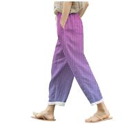 Pantalones Trabajo, Pantalones De Lino De Verano para Mujer Holgados con Bolsillos Cintura EláStica Pernera Ancha Estilo Retro Literario Color Liso Casuales Estilo Noveno
