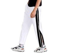 Pantalones Trekking Hombre Deporte, Pantalones de Baloncesto para Hombre, Largos, con Botones, Modernos, Deportivos, de Calle, versátiles, de Pierna Recta (White, M)