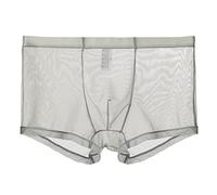 Pantalones Triangulares de Seda Helada Transparente con diseño de Malla Fina en la Cintura Ropa Interior de Verano exótica (Grey, M) #320