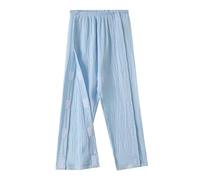 Pantalones unisex con hombros largos para niños con todos los cierres adhesivos para recuperación de grietas y quimioterapia, azul, 5-6 años