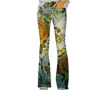 Pantalones Vaquero Mujer Jeans Moda Slim Fit Mezclillas Casual Pantalones Largo Campana Estampado elástico Denim Retro Verano otoño Talla Grande Deportes Cintura Alta Original Pant 2024