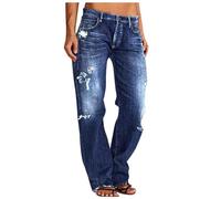 Pantalones Vaquero Mujer Jeans Roto Pantalón Largo Moda Pierna Recta Mezclillas Casual Pantalones Bolsillo Denim Verano otoño Deportes Suelto Cintura Alta Original Jeans Pant 2024