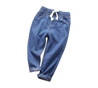 Pantalones Vaquero para Niños Casual Pantalones de Mezclilla de Cintura Elástica con Cordón Cómodo Pantalón Largos de Algodón Color Sólido Pantalon Antimosquitos Sueltos Jeans Ropa Niño Baratos
