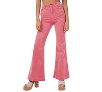 Pantalones vaqueros acampanados para mujer, cintura alta, pantalones de | Pantalones acampanados con bolsillo cremallera pantalones casuales elásticos corte bootcut adelgazante pantalones de pana
