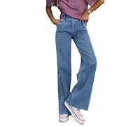 Pantalones vaqueros acampanados para mujer, pantalones casuales de cintura media, estilo Y2K, diseño retro, ajuste recto, ropa de calle, cómoda, vintage, para fin de semana, azul, XL
