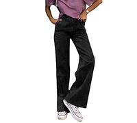 Pantalones vaqueros acampanados para mujer, pantalones casuales de cintura media, estilo Y2K, diseño retro, ajuste recto, ropa de calle, cómoda, vintage, para fin de semana, Negro, XL