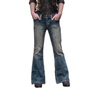 Pantalones Vaqueros Acampanados Vintage de Corte Acampanado para Hombre, Cintura Alta, elásticos, de Campana, clásicos, años 70, Azul Oscuro, Talla XL