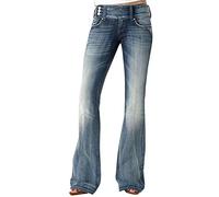 Pantalones vaqueros ajustados acampanados para mujer, elásticos, cintura baja, corte bootcut, estilo vintage, acampanado, con bolsillos, color azul, azul claro, XXL