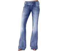 Pantalones vaqueros ajustados acampanados para mujer, elásticos, cintura baja, corte bootcut, estilo vintage, acampanado, con bolsillos, color azul, azul, XL