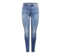 Pantalones Vaqueros Ajustados de Mujer con Cintura Alta, Cremallera, Trabillas para cinturón y 5 Bolsillos, Color:Azul Oscuro, Talla:29W / 32L, Largo de la Pierna:L32
