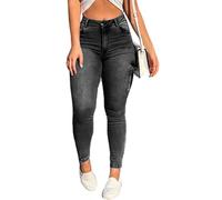 Pantalones Vaqueros Ajustados Negros para Mujer con Solapa Que Levanta los glúteos, Pantalones Vaqueros de Mezclilla Ajustados con Efecto Push up, Casuales Negros Talla M