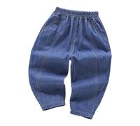 Pantalones Vaqueros Casuales para niños, Pantalones Largos Suaves de Verano, Ligeros y Transpirables, Vaqueros de Moda para niños pequeños. (Dark Blue #9, 5-6 Years)