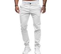 Pantalones vaqueros casuales Slim para Hombre Pantalones de Vaqueros Elásticos de Cintura Media Jeans Skinny coloridos Cómodos de Vaqueros, blanco, L