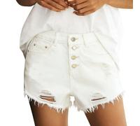 Pantalones Vaqueros Cortos Mujer Botón Color Liso con Bolsillo Ropa Mujer Verano Pantalones Cortos Slim Fit Basicas Calle Transpirable Short En Interiores Viaje Playa