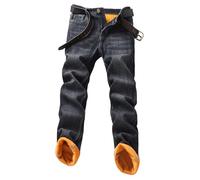Pantalones vaqueros de hombre Leggings Slim Fit de forro polar de terciopelo ajuste normal cálido peluche Jeggings Pantalones espesados Invierno Denim Cálidos de Cintura Alta Térmicos a Prueba de