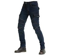 Pantalones vaqueros de moto para hombre, hechos con tela Kevlar, pantalones protectores de motocicleta, pantalones de mezclilla transpirables, forrados, reforzados, acolchados extraíbles (azul, 3XL)