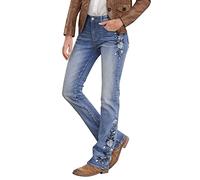 Pantalones vaqueros de mujer Baggy pierna recta/ancha pantalones denim cintura alta pantalones, Blu-2, XXL