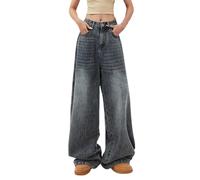 Pantalones vaqueros de pierna ancha para mujer de los años 80, corte recto, clásicos, pierna ancha, vaquero, acampanado, holgado, ropa de calle, elástico, tiempo libre, holgados, azul, XL