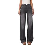 Pantalones vaqueros de pierna ancha para mujer, de pierna ancha, corte recto, ropa de calle, holgada, elástica, clásicos, años 80, acampanados, para el tiempo libre, vaquero, gris, XL