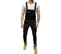 Pantalones vaqueros de trabajo para hombre, overol con tirantes y tirantes para hombre, holgados, correas ajustables, elegantes jeans casuales con bolsillos, ropa de trabajo cómoda, Negro, M