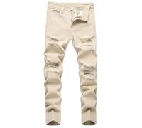 Pantalones vaqueros desgastados de alta calle de moda cómodos pantalones vaqueros elásticos casuales pantalones largos para niños primavera, caqui, 5-6 años