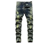 Pantalones vaqueros desgastados de alta calle de moda cómodos pantalones vaqueros elásticos casuales pantalones largos para niños ropa casual moderna, verde, 4-5 años
