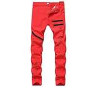 Pantalones Vaqueros Elásticos Ajustados Rasgados Para Hombre, Pantalones Vaqueros Desgastados Ajustados, Pantalones Vaqueros Rectos Casuales, Pantalones Vaqueros Moto Biker vaqueros para hombre