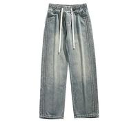 Pantalones vaqueros holgados de estilo urbano, pantalones de chándal vintage Y2k Skater Hip-Hop Casual Patchwork Corte Holgado Pantalones Cargo Ancho Pierna Recta Denim Pantalones Streetwear Tejido