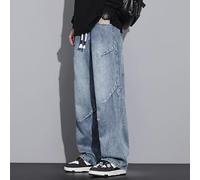 Pantalones Vaqueros Holgados for Hombre, Pantalones de Hip Hop de Pierna Ancha, suturas Irregulares, Pantalones Holgados, Ropa de Calle(A,XXL)