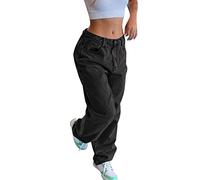 Pantalones vaqueros holgados para mujer, holgados de los años 80, para el tiempo libre, pierna ancha, elásticos, corte recto, pierna ancha, ropa de calle, clásicos, boyfriend acampanados, Negro , XL