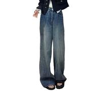 Pantalones vaqueros holgados para mujer, pantalones vaqueros de cintura baja, vaqueros rectos vintage, pantalones vaqueros de pierna ancha, pantalones sueltos, ropa de calle, pantalones informales