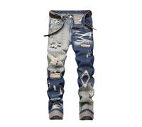 Pantalones vaqueros largos para hombre, pantalones vaqueros rotos con bolsillos para hombres, ajustados, holgados, pantalones para exteriores, hip hop, leggings únicos, ropa de calle, pantalones de