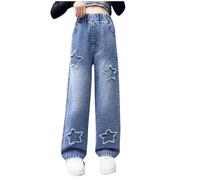 Pantalones Vaqueros Niña Infantil Baggy Pantalones Acampanados de Mezclilla para Niñas Jeans Casuales Pantalón Piernas Anchas con Cintura Elástica Denim Chica para Cuatro Estaciones 5-15 Años