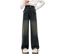 Pantalones Vaqueros Niña Rebajas Infantil Baggy Pantalones Acampanados de Mezclilla para Niñas Jeans Casuales Pantalón Piernas Anchas con Cintura Elástica Denim Chica para Cuatro Estaciones 5-15 Años