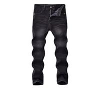 Pantalones vaqueros para chicos de estilo coreano de alta calle, informales, cómodos, cintura elástica, pantalones duraderos para primavera e invierno niños, Negro , 13-14 años