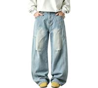 Pantalones vaqueros para hombre con bolsillos grandes y parche, pantalones | Pantalones vaqueros de algodón de poliéster, pantalones informales, cómodos, informales, con bolsillos de parche