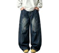Pantalones vaqueros para hombre con bolsillos grandes y parche, pantalones | Pantalones vaqueros de algodón de poliéster, pantalones informales, cómodos, informales, con bolsillos de parche