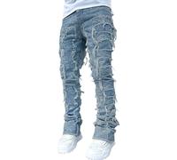 Pantalones vaqueros para hombre, estampados, pantalones vaqueros holgados, corte holgado, pierna ancha, pantalones vaqueros para adolescentes, jóvenes, piernas, pantalones de skateboard, parche