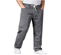 Pantalones Vaqueros para Hombre Pantalones Suelto Talla Grande Casual Moda Jeans Trend Cintura elástica Cordón Pants Pantalon Largo Jeans Pantalones Ropa de Hombre