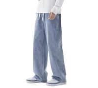 Pantalones vaqueros para hombre, tallas grandes, vaqueros para hombre, con cintura elástica, pantalones vaqueros holgados con cordón, cintura elástica, pantalones vaqueros Y2K Hip Hop Pants informales