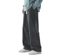 Pantalones vaqueros para hombre, tallas grandes, vaqueros para hombre, con cintura elástica, pantalones vaqueros holgados con cordón, cintura elástica, pantalones vaqueros Y2K Hip Hop Pants informales