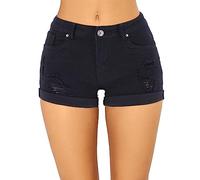 Pantalones vaqueros para mujer 42 pantalones cortos de mezclilla para mujer con cintura baja, rasgados, elásticos, con puños en el dobladillo, pantalones cortos informales de mezclilla, chaleco negro