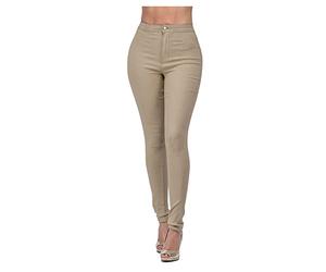 Pantalones vaqueros para mujer, cintura alta, ajustados, corte recto, elásticos, informales, pantalones vaqueros elegantes, pantalones vaqueros de cadera monocolor, pantalones de ocio Y2K, café, XXL