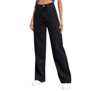 Pantalones vaqueros para mujer, cintura elástica, corte recto, talla grande, 50/52 vaqueros, cintura elástica, pantalones rasgados para viajes, agujeros, holgados, piernas grandes, agujereadas, Le